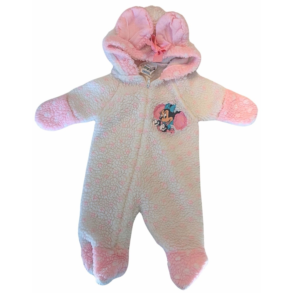 Vintage 1984 Disney Babies Dr Denton Minnie Mouse Fleece Bunting 0-3M